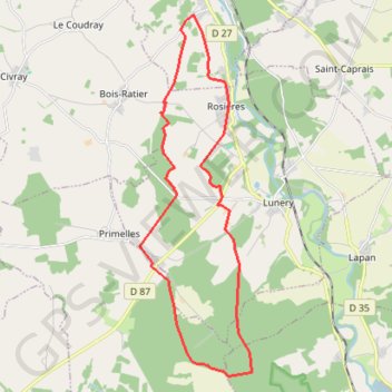 Trace GPS Balade dans la foret de Thoux depuis Saint Florent, itinéraire, parcours