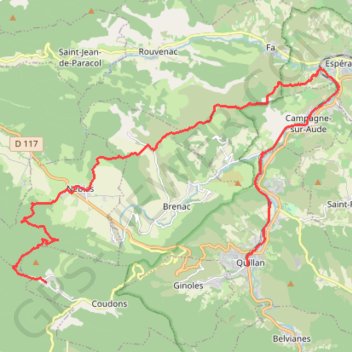 Trace GPS Quillan / Espéraza, itinéraire, parcours