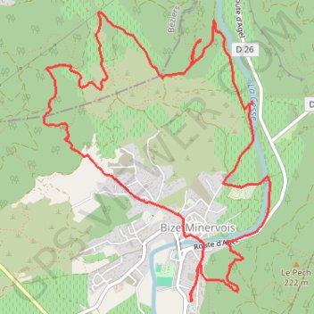 Trace GPS BIZE, capitelle, tour Boussecos, ruisseau de Touleyre- 11km - 320m, itinéraire, parcours