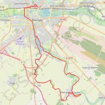 Trace GPS Bourges - Canaux et chemins, itinéraire, parcours