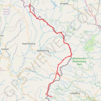 Trace GPS Grande traversée du Drakensberg, itinéraire, parcours