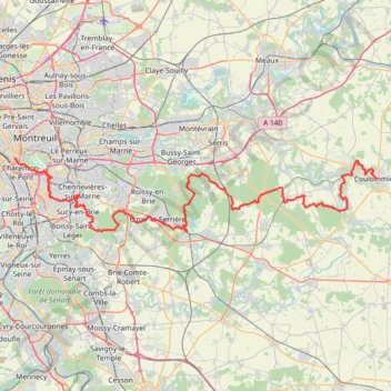 Trace GPS GR 14 : De Paris (Île-de-France) à Coulommiers (Seine-et-Marne), itinéraire, parcours