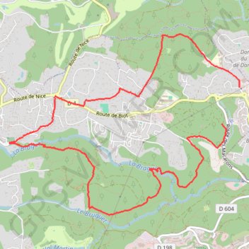 Trace GPS Brague - Valbonne, itinéraire, parcours