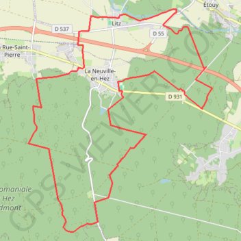 Trace GPS Du mont Volant aux Ployes - La Neuville en Hez, itinéraire, parcours