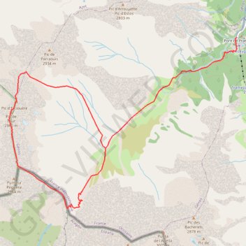 Trace GPS Pic de Guerreys - Pic de Lustou depuis Pont de Prat, itinéraire, parcours