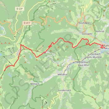 Trace GPS Tour de la grande Vallée de Munster (Munster - refuge du Rainkopf), itinéraire, parcours