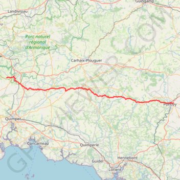 Trace GPS De Châteaulin à Rescourio, itinéraire, parcours
