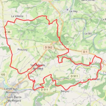 Trace GPS Randonnée VTT depuis Saint-Denis-de-Méré, itinéraire, parcours