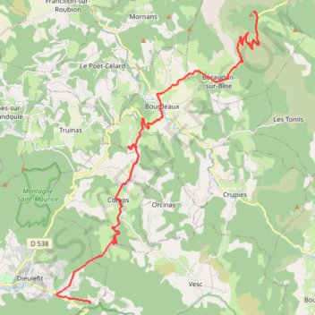 Trace GPS Dieulefit Col de la chaudière, itinéraire, parcours