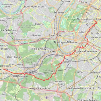 Trace GPS De la place du Trocadéro à Paris au château de Versailles, itinéraire, parcours