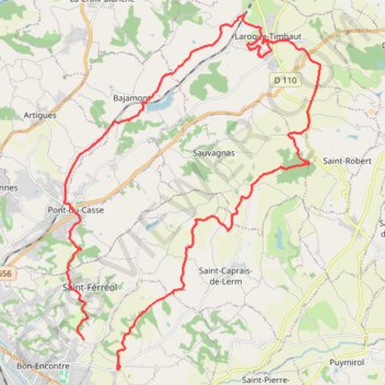 Trace GPS Saint-Amans - Laroque-Timbaut - Bois de Courties - Agen Bon-Encontre, itinéraire, parcours
