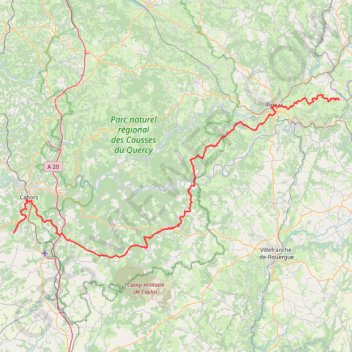 Trace GPS GR65 De Montredon à Labastide-Marnhac (Lot), itinéraire, parcours