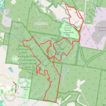 Trace GPS Daisy Hill / Koala Bushland / Neville Lawrie Loop, itinéraire, parcours
