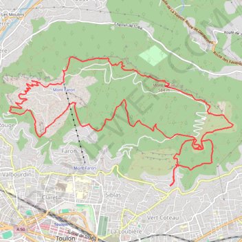 Trace GPS Tour du Faron par le vallon des hirondelles, itinéraire, parcours