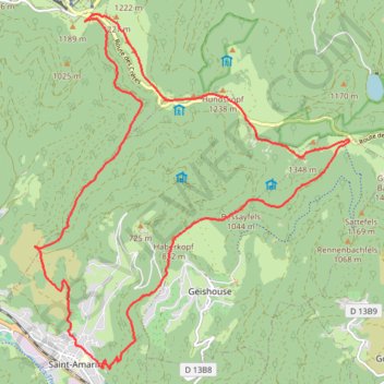Trace GPS Saint-Amarin, le Markstein, itinéraire, parcours