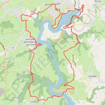 Trace GPS Autour des Gorges de la Loire - Du barrage de Villerest au pont de Presle - Villerest, itinéraire, parcours