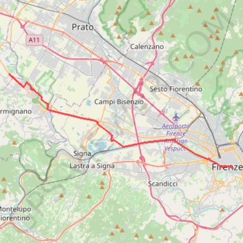 Trace GPS De Florence à Catena, itinéraire, parcours