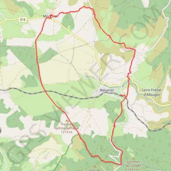 Trace GPS Randonnée à Belvezet en Lozère, itinéraire, parcours