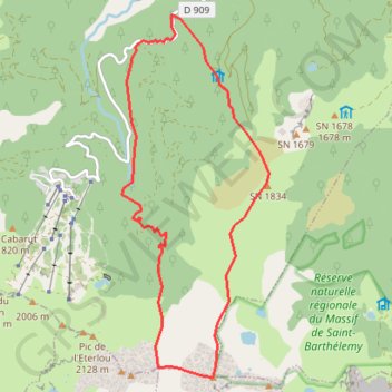 Trace GPS Pic de Saint-Barthélemy depuis la route des Monts d'Olmes, itinéraire, parcours