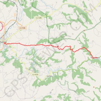 Trace GPS SE38-Triacastela-Sarria, itinéraire, parcours