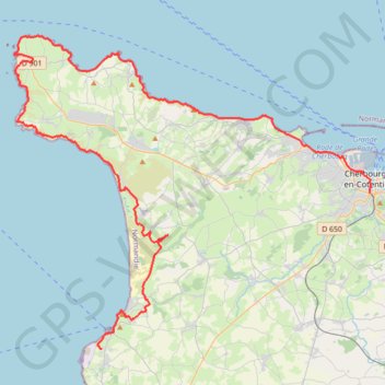 Trace GPS GR22 - De Cherbourg à Flamanville, itinéraire, parcours