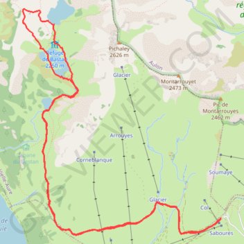 Trace GPS Les Lacs de Bastan depuis le col de Portet, itinéraire, parcours