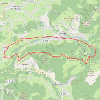 Trace GPS Le Mont Baron - Bernex, itinéraire, parcours