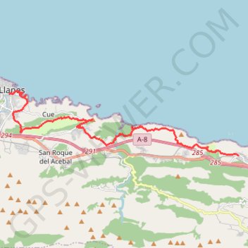 Trace GPS Pendueles - Llanes (GR 204 y E 9), itinéraire, parcours