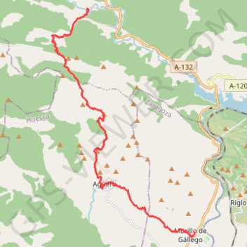 Trace GPS Traversée Villalangua - Murillo de Gallego, itinéraire, parcours