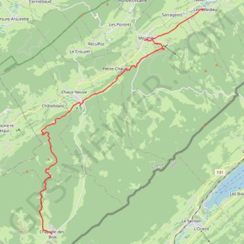 Trace GPS GTJ - 09 Les Villedieu - Chapelle des Bois, itinéraire, parcours