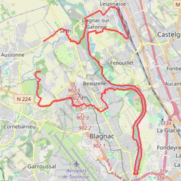 Trace GPS Berges de Garonne entre Gagnac et Blagnac, itinéraire, parcours
