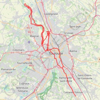 Trace GPS Castanet Gagnac, itinéraire, parcours