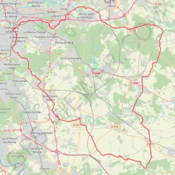 Trace GPS Tigeaux - Chaumes - Bombon - Soignolles, itinéraire, parcours