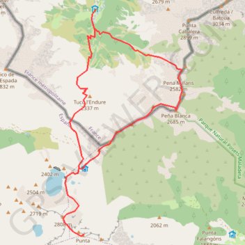 Trace GPS Punta Suelza depuis Rioumajou, itinéraire, parcours