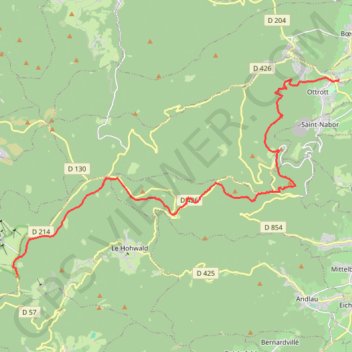 Trace GPS Descente Champ du Feu vers Ottrott, itinéraire, parcours