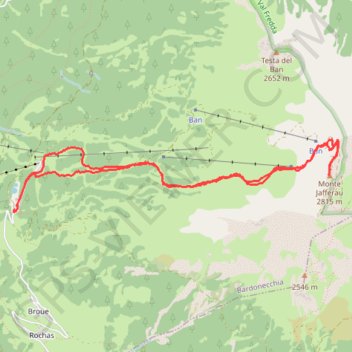 Trace GPS Monte Jafferau, itinéraire, parcours