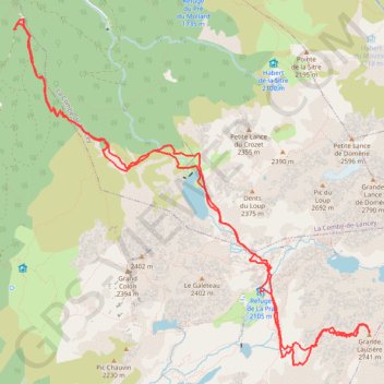 Trace GPS Itinéraire à ski à la Grande Lauzière, itinéraire, parcours