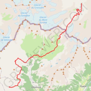 Trace GPS Cabane Chanrion - Rifugio Adolfo Letey Conca di Champillon, itinéraire, parcours