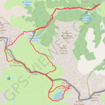 Trace GPS Pic de la Chourique, Ibon de Acherito depuis Pont Lamary, itinéraire, parcours