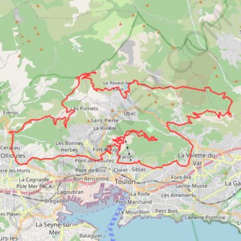 Trace GPS Monts Toulonnais, itinéraire, parcours