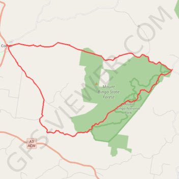 Trace GPS Cooyar - Mount Binga, itinéraire, parcours