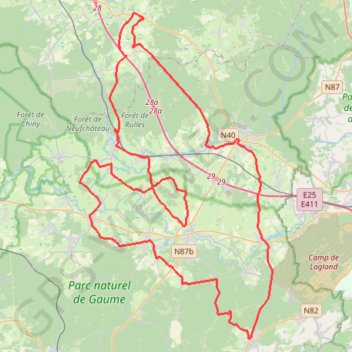 Trace GPS LA DEREN Cyclo 78km, itinéraire, parcours
