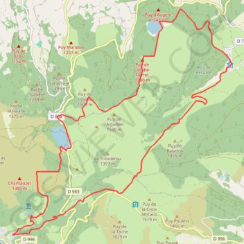 Trace GPS Boucle lacs Guéry et Servières, itinéraire, parcours