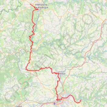 Trace GPS GR36 De Savignac (Aveyron) à Marsal (Tarn), itinéraire, parcours