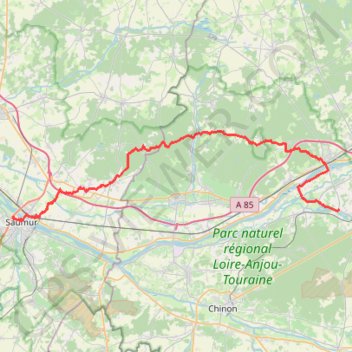 Trace GPS Azay-le-Rideau -Saumur, itinéraire, parcours