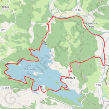 Trace GPS Lac de Montbel, itinéraire, parcours