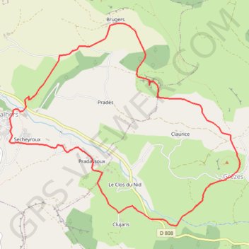 Trace GPS Boucle de Palhers au roc de grezes par la montagne fendue, itinéraire, parcours