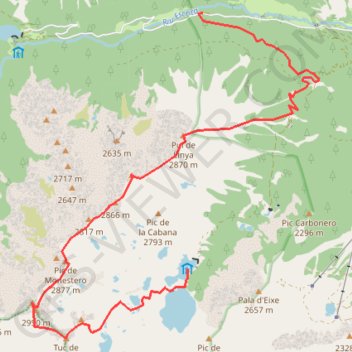 Trace GPS Linya, Fonguero, Monestero, Peguera, Saburó depuis Espot, itinéraire, parcours