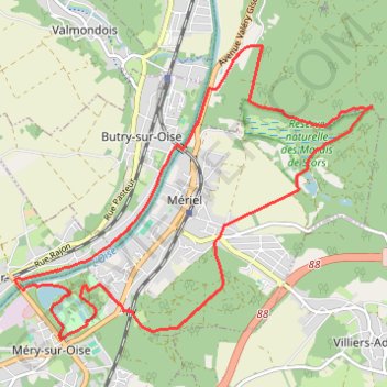 Trace GPS Téry sur Oise - Mériel, itinéraire, parcours
