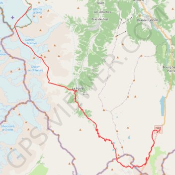 Trace GPS Traversée de la Cabane du Trient à Bourg Saint bernard, itinéraire, parcours